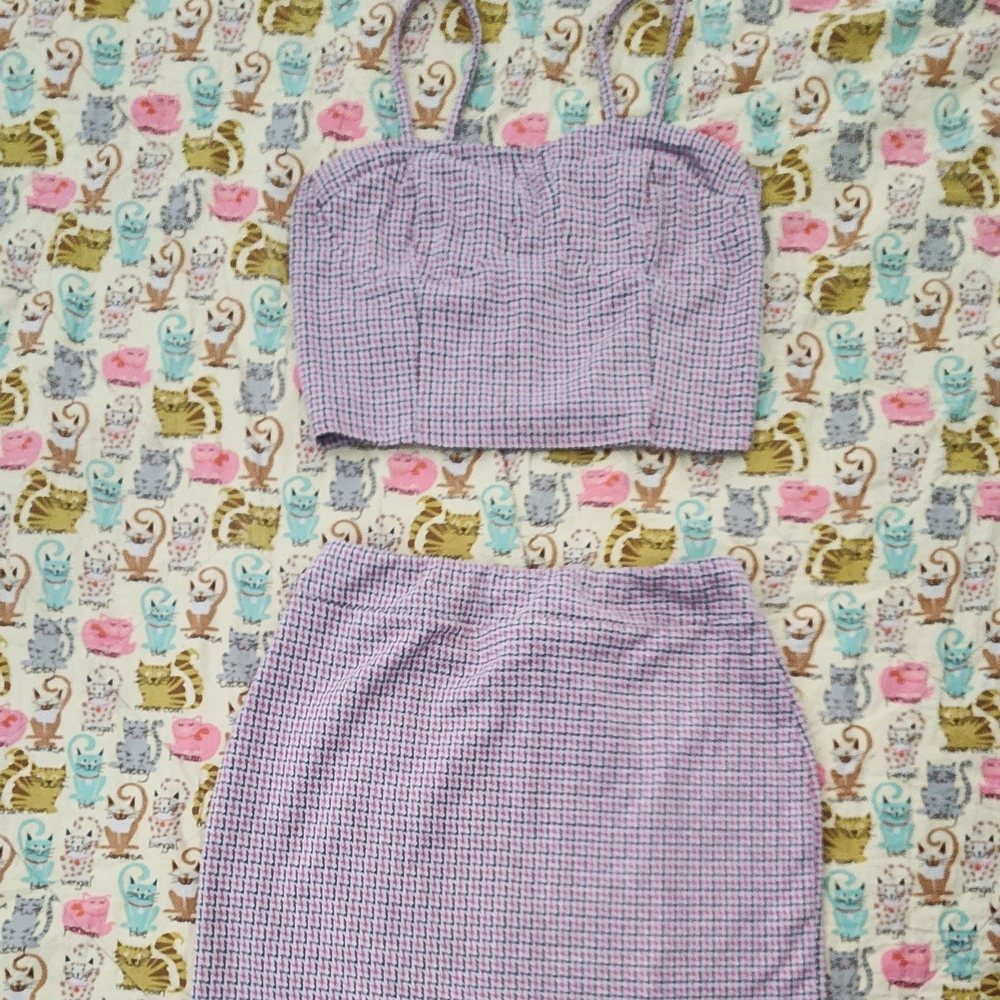 Purple Gingham Crop Top